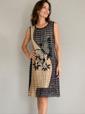 Frank Lyman Butterfly Print Textured Dress Sleeveless Knee Length Size 6 Canada